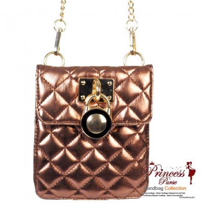 Designer Inspired Leatherette Hand Bag w/ Locket Accent.